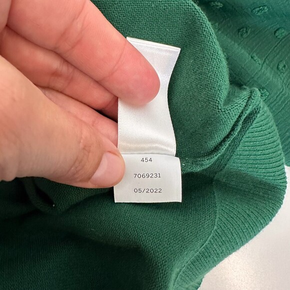 NWT CeCe Womens Clip Dot Sleeve Sweater Alpine Green Sz Large Semi Sheer Sleeve - Picture 10 of 12